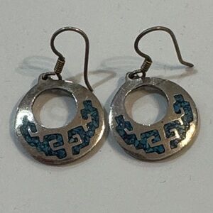 925 Sterling Silver Lapis Lazuli Dangle Earrings Vintage